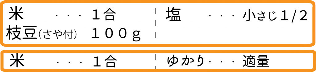 枝豆ご飯・ゆかりご飯